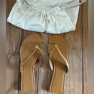 Tory Burch classic caramel corn Leather Sandals